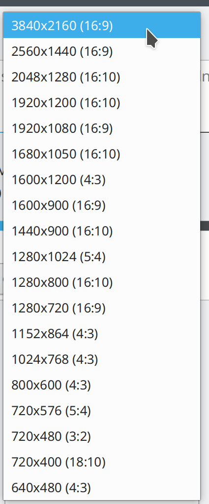 Aspect ratios for screen resolutions