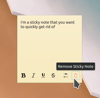 Remove button on sticky note widget