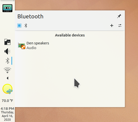 bluetooth applet with visually merged header