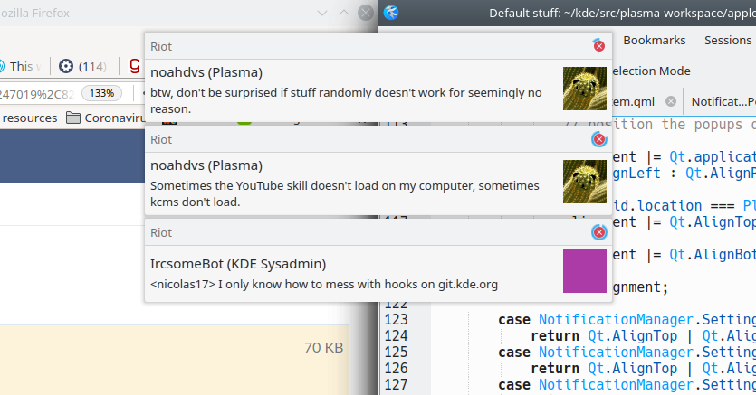 Stack of wider top-center notification pop-ups