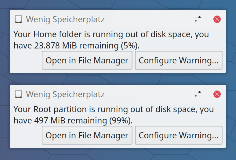 Free space notifications
