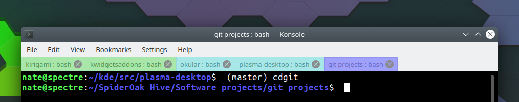 Colorized Konsole tabs