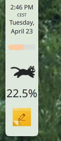 Running cat showing 22.5% CPU usage